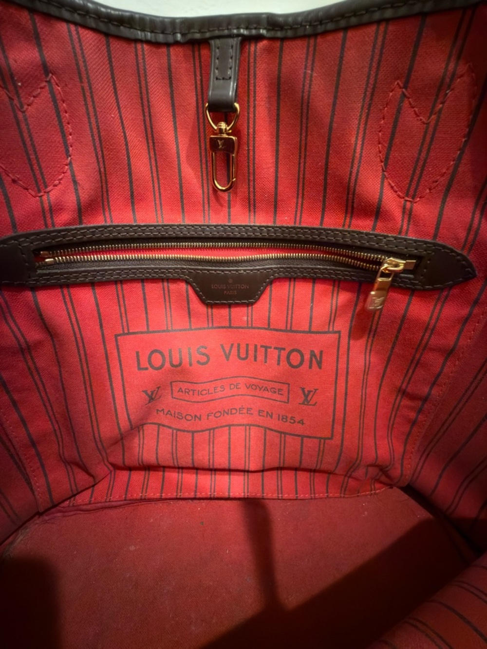 Louis Vuitton Brown Checkered Shoulder Bag MM Neverfull - Picture 7 of 12